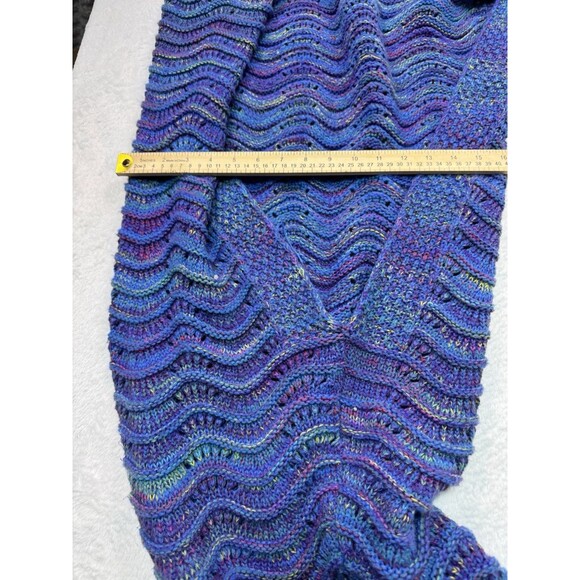 Mermaid Tail Blanket Hand Knit Crochet Snuggle Throw Turquoise Adult Pull On - Picture 5 of 7